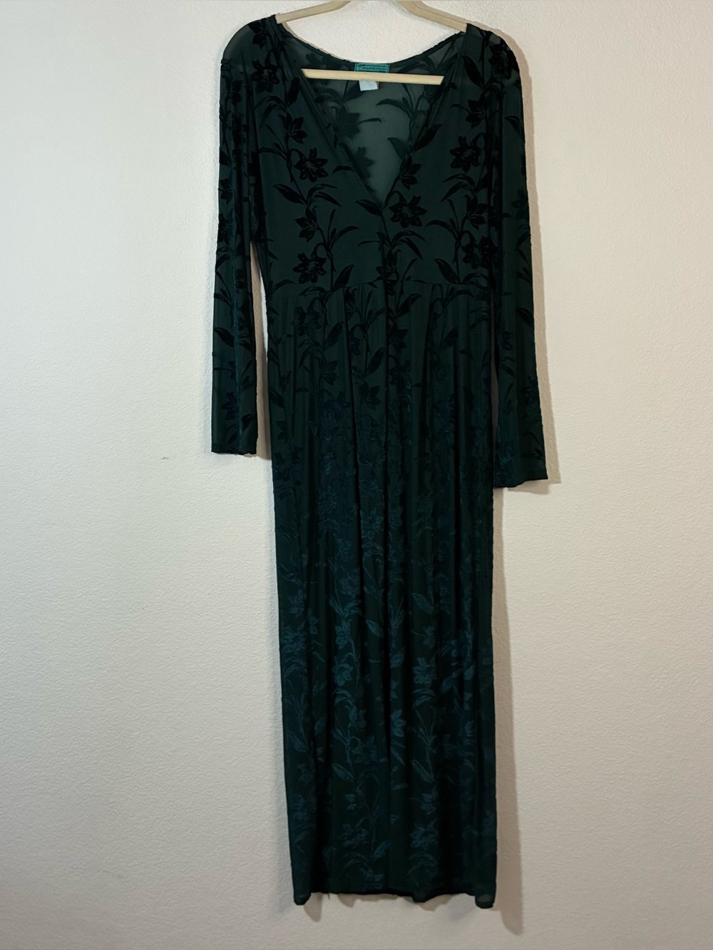 Turquoise Haven Western / Bohemian Green Slit Duster, Large